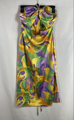 Danielle Bernstein Women's Saved By The Bell Tie Halter Dress Multicolor NWT S