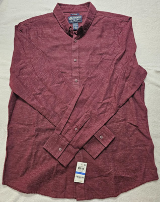American Rag Men's XL Long sleeve shirt 62% Cotton linen poly blend Table Woven
