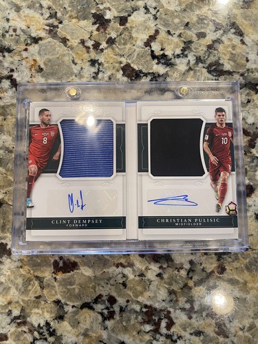 2018 National Treasures Dual Jersey Auto Booklet Clint Dempsey Christian Pulisic