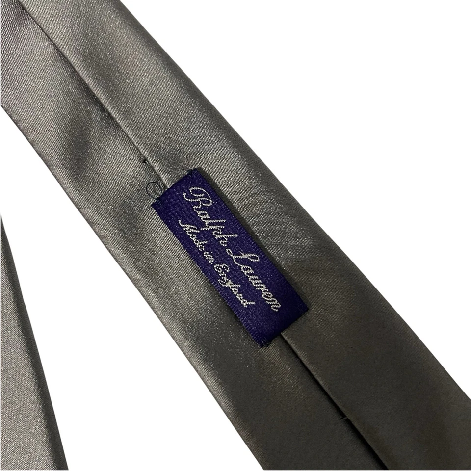 Corbata Ralph Lauren Etiqueta Púrpura 100% Seda Gris Diseñador Hecha en Inglaterra Foto 2 de 4