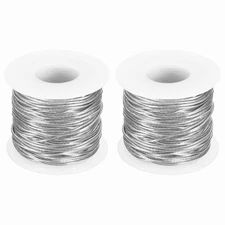 2 Roll 1mm Metallic Elastic Cords,Silver Tone, 27 Yards Each