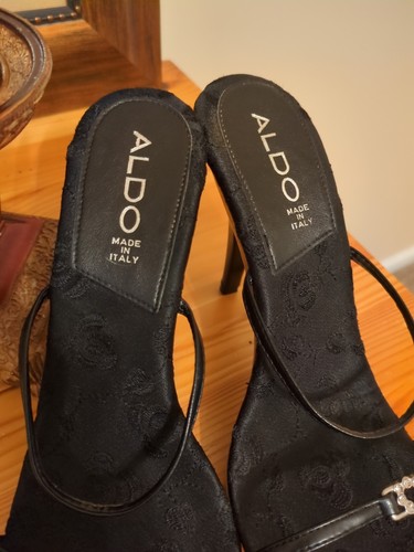 Vintage 90s Y2K Aldo Strappy Brocade Jeweled Heart Heels Sz38 - Picture 7 of 11