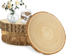 6 Pcs Large Unfinished Wood Slices for Centerpieces, 10-11 Inches Wood Rounds fo