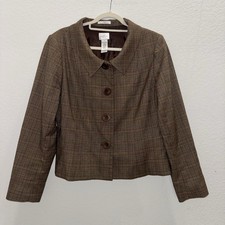 Emma James Women’s Size 14 Blazer Jacket Career Office Brown Plaid Old Money