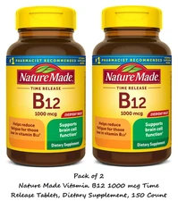Nature Made Vitamin B12 1000 mcg Time Release Tablets Dietary Supplement 2x150Ct