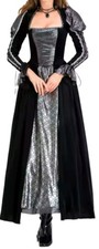 Medieval Renaissance Black Silver Dress Costume Velvet Polyester XL