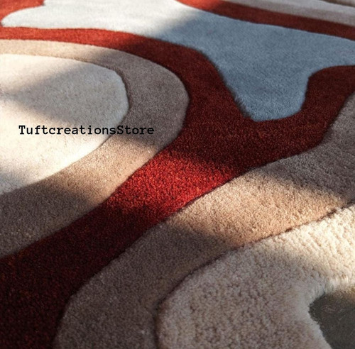 Handmade Wavy Abstract Tufted Rug Modern Aesthetic Carpet for LivingRoom Bedroom - Picture 4 of 5