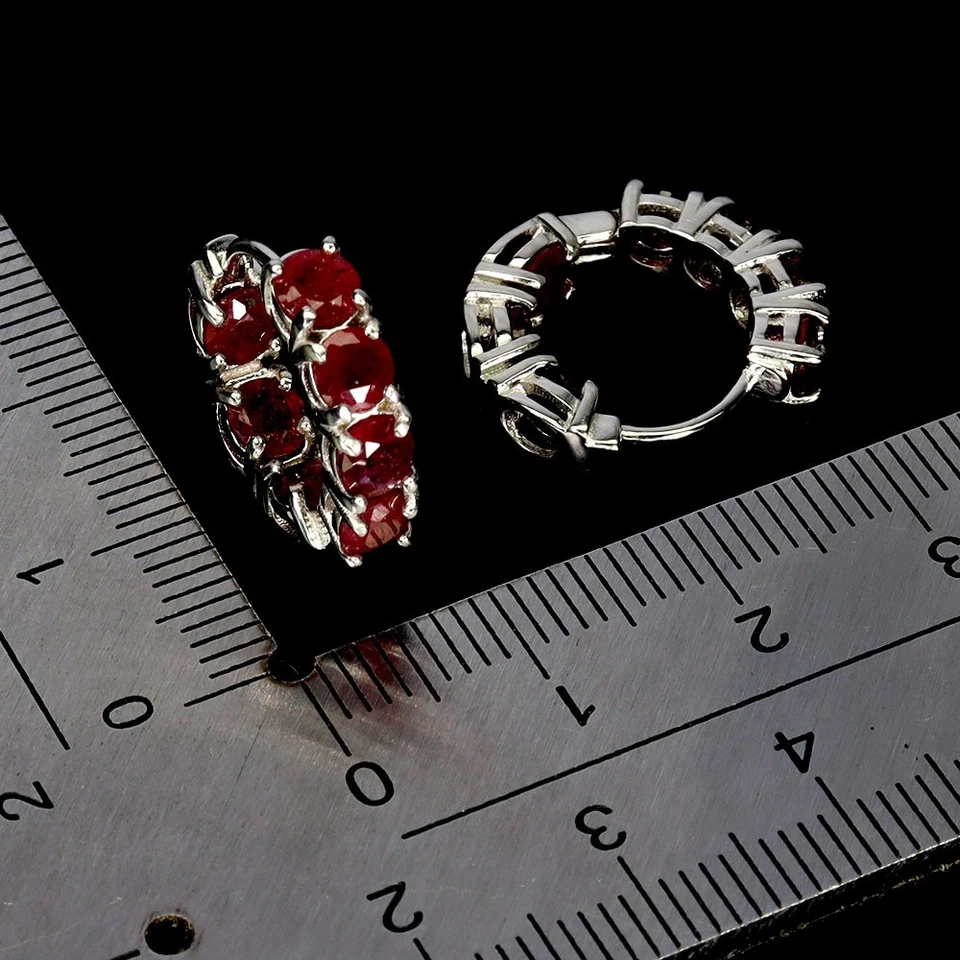 Pendientes De Rubí Natural De 4mm En Plata De Ley 925 - Imagen 3 de 4