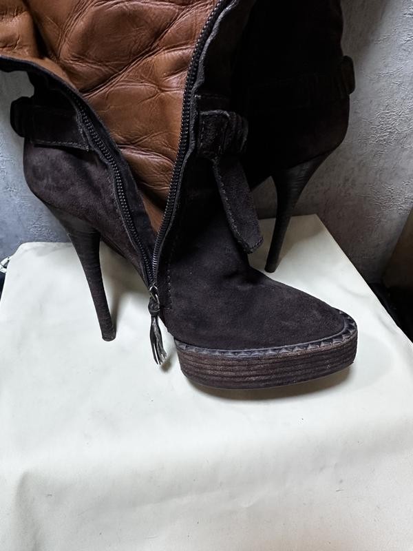 Kenzo Brown Suede Knee High Boots Heels Size EU 37, US 6.5-7, Made in Italy View 4