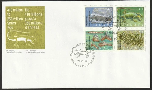 CANADA 1991 PREHISTORIC LIFE IN CANADA #1309a FIRST DAY COVER !! N12