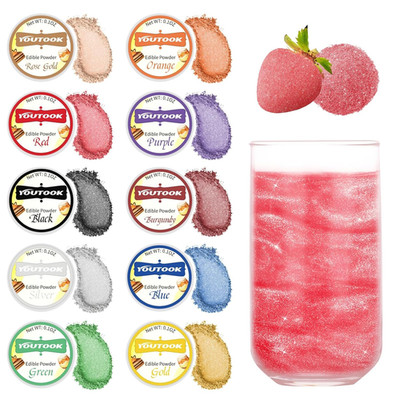 Edible Glitter for Cocktails, 10 Colors Easter Luster Dust Edible for Drinks, Fo