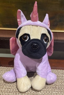 Pug Dog Plush 12  Pink Unicorn Costume Wings Fun Express  EUC