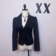 Vintage Y2K Gap Black Cropped Blazer Jacket Fitted Puff Sleeve Officecore 2