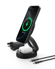 Belkin 2-in-1 Convertible Wireless Charging Station, Portable Black