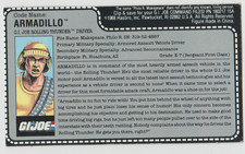 GI Joe ARAH 1988 Armadillo v.1 - File Card