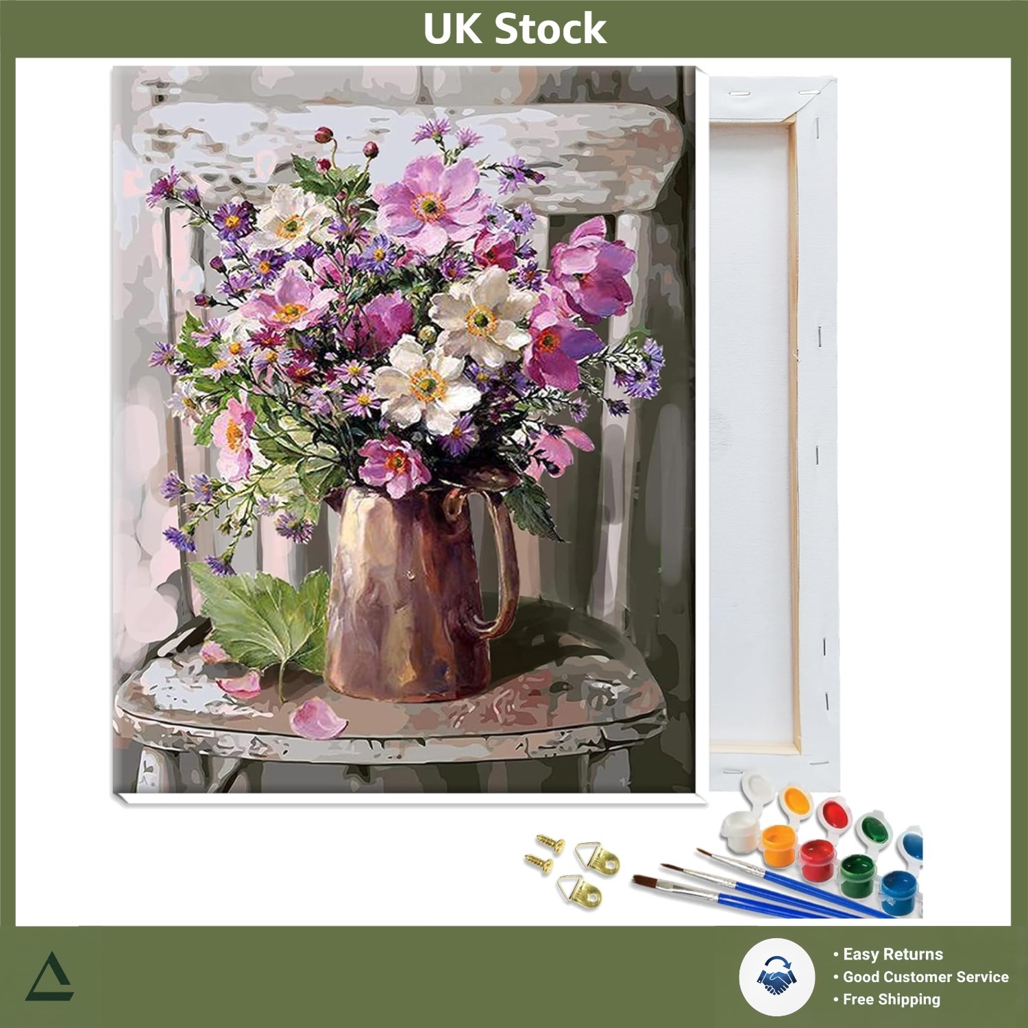 Creative Floral Paint by Numbers Kit for Adults, Framed, 30x40cm 12x16in