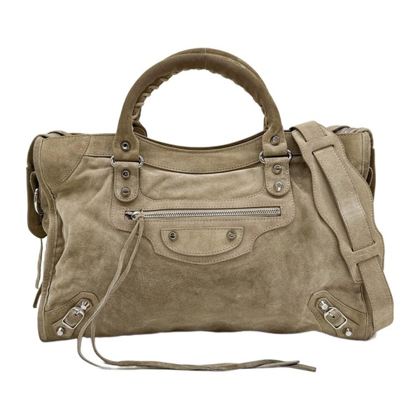 BALENCIAGA The City Tan Suede Two Way Bag