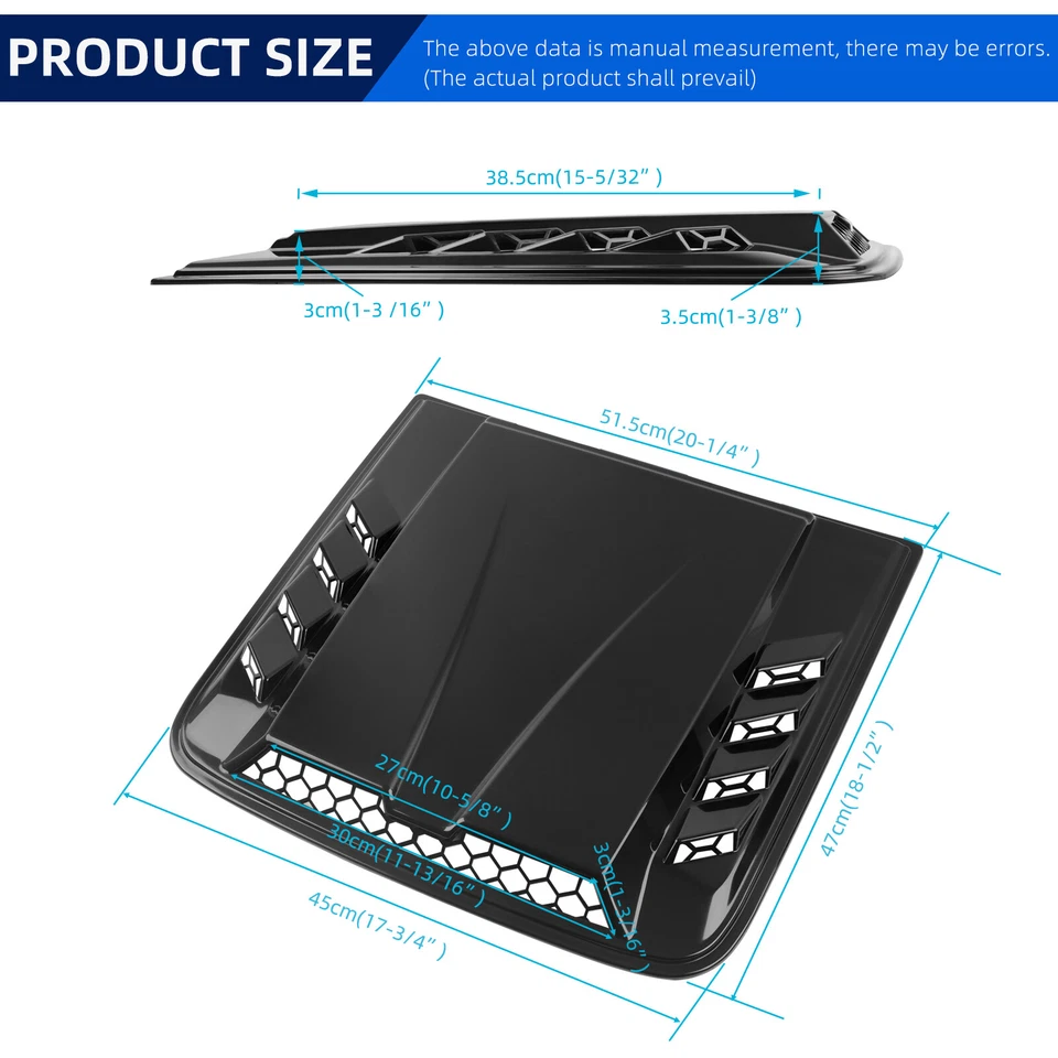 For VW Touareg 2004-2018 Air Flow Intake Bonnet Scoop Hood Cover Vent Guard Kit - Image 2 of 4