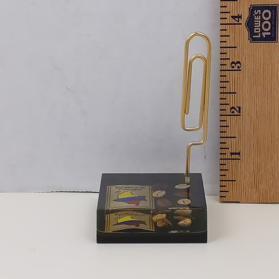Vintage Paper Clip Picture Holder Acrylic Republica De Columbia Coffee