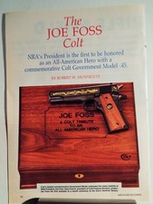 COLT JOE FOSS MODEL 45 TRIBUTE HANDGUN FIREARM  ORIGINAL VTG 1980S ADVERTISEMENT