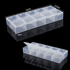 5pcs 10 Grids Compartments Plastic Transparent Containers Storage Case Organizer