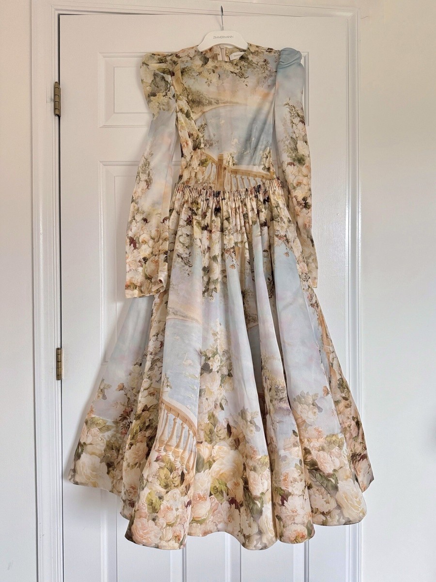 NWOT $2,950 Zimmermann Lyrical Ruched Silk Floral Midi Maxi