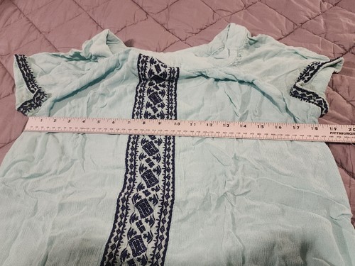 St Johns Bay Women’s Top Shirt Blouse Blue Green Size Large - Picture 4 of 6