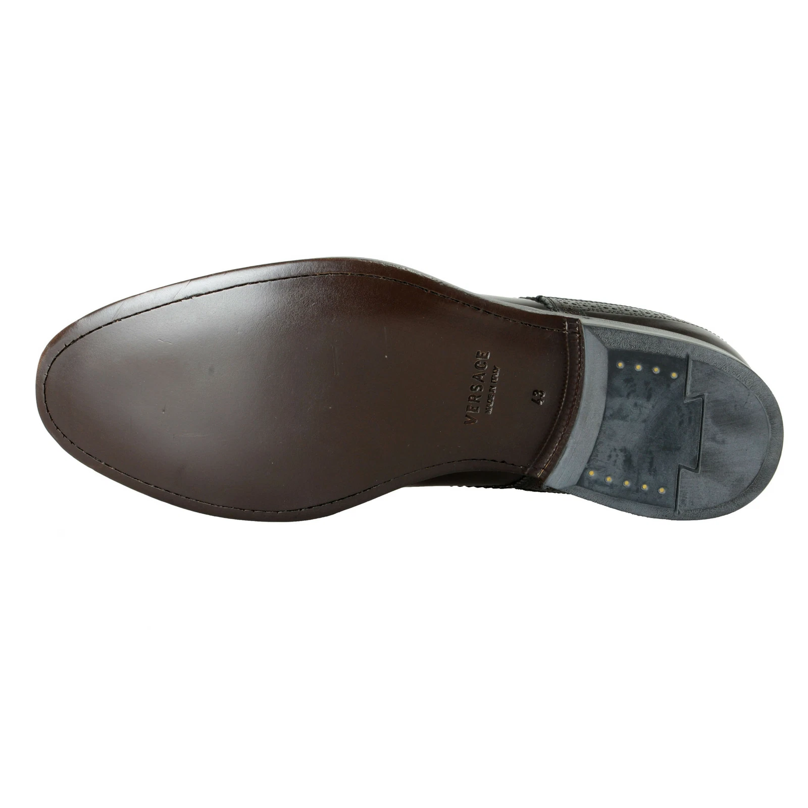 Scarpe eleganti Oxford da uomo Versace marrone lucido in pelle taglia 7 10 11