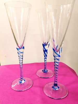 SANTI MURANO CRISTALLERIA, 3 Champagnerflöten aus Muranoglas