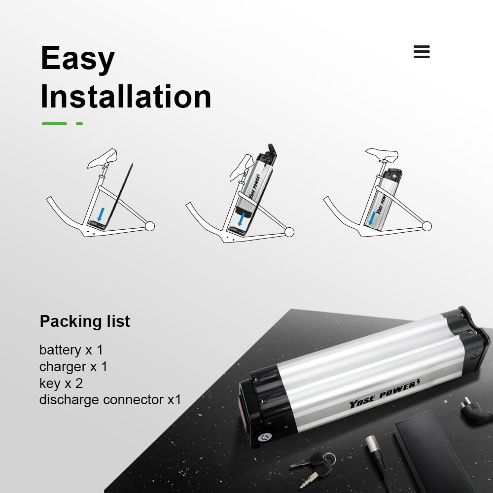 Batterie de vélo électrique 24V 15Ah, Ebike Batterie 24V 15Ah Haute Puissance avec Chargeur 24V 15Ah Batteries pour vélo pour 250W 350W 400W 500W 800W