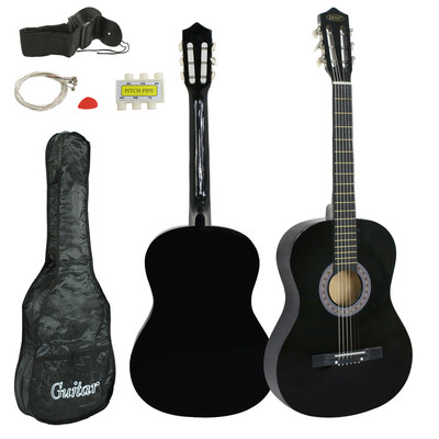 Wooden Acoustic Guitar 38'' Full Size Adult Kids W/Case & Pick & Accessorie