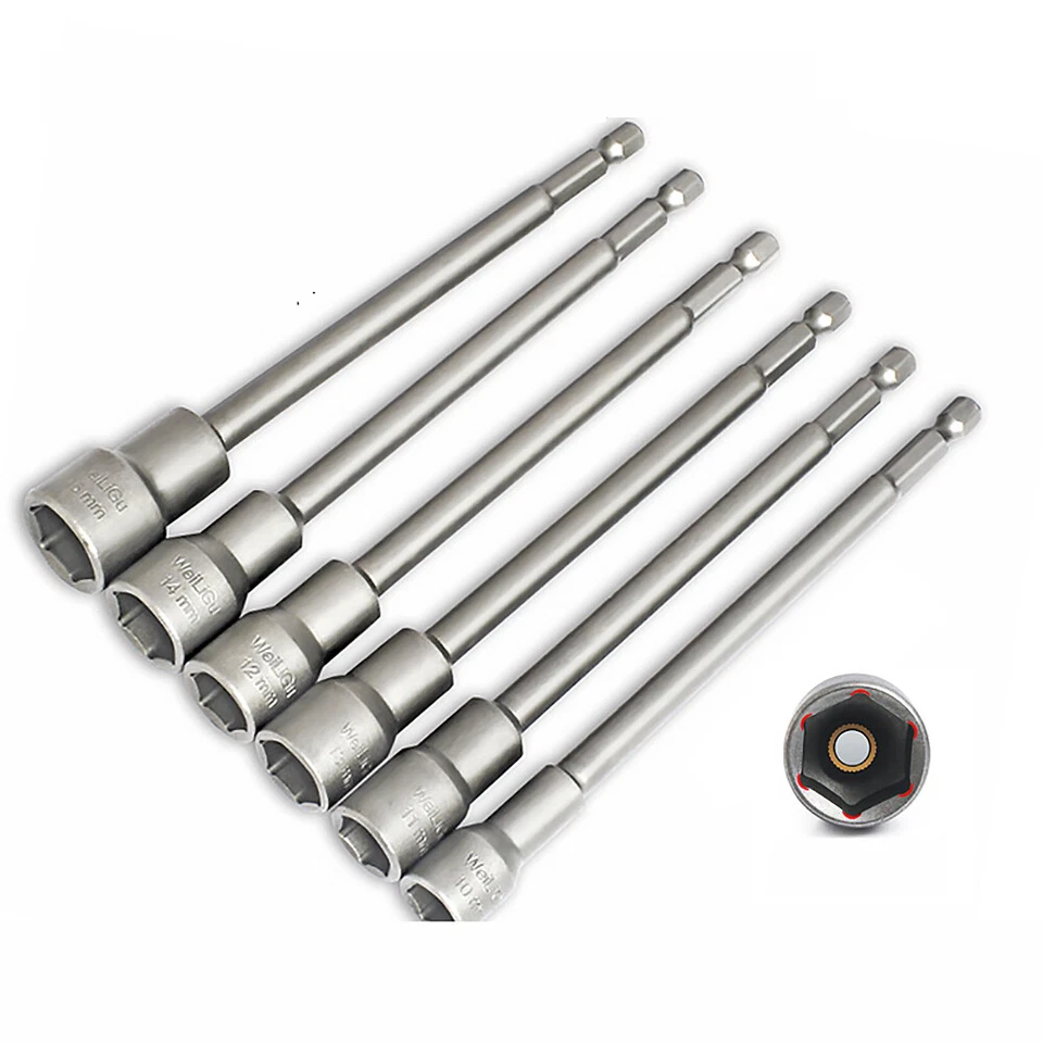 150mm Hex Magnetic Tech Screw Driver 1/4" Tek Bit Nut Impact Drill 5mm-19mm - Image 2 of 4