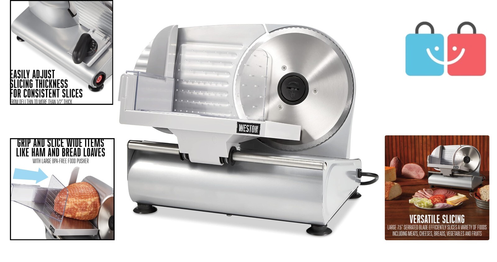 Effortless Food Slicing Machine - 7.5" Blade for Precision Thickness Control