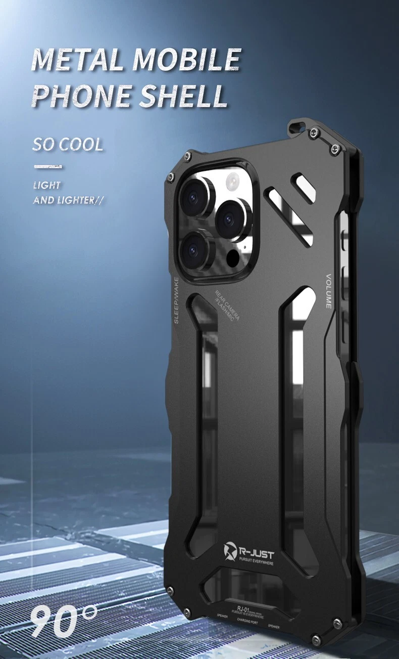 R-JUST Metal Shockproof Armor Back cover Case Fo iPhone 16 15 14 13 12 Pro Max + - Picture 8 of 19