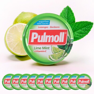 PULMOLL - Lime Mint + Vitamin C - Zuckerfreie Limette Minze-Bonbons - 10 Stück