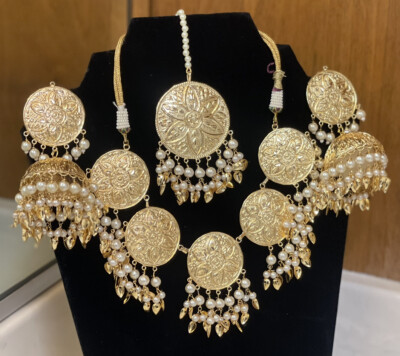 Indian Punjabi Gold Set Gehna Set Gold With White Gold Set
