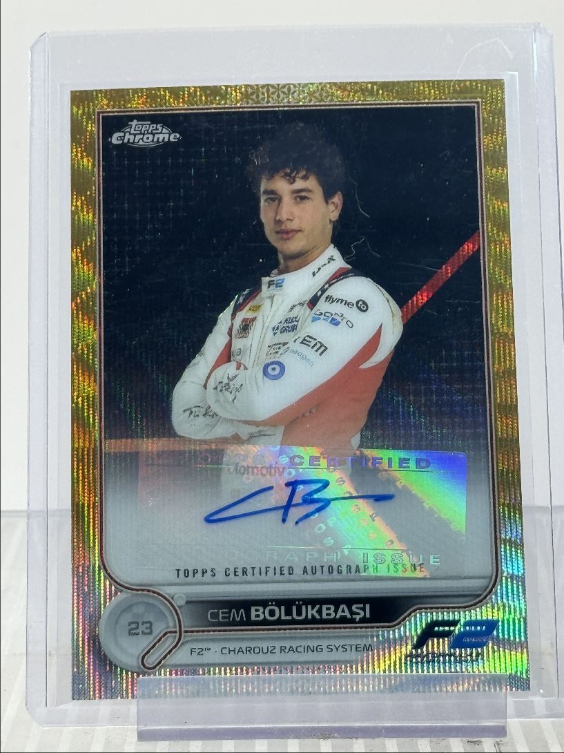 CEM BOLUKBASI 2022 TOPPS CHROME F1 F2 GOLD WAVE REFRACTOR AUTO /50 Q2008