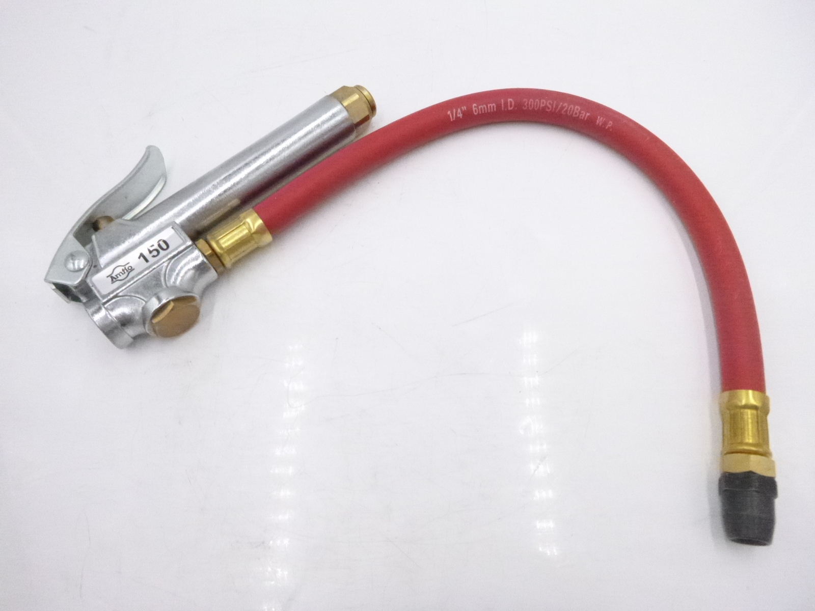 Amflo Air Tire Inflator with Gauge 150 RET 12" Heavy Duty Rubber Hose