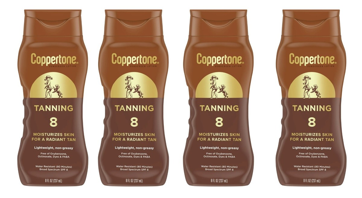 4-Pack Coppertone Tanning Sunscreen Lotion SPF 8, Broad Spectrum