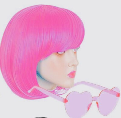 Glow in the Dark Pink Bob Wig with Bangs Amazon.com: fun shack Pink Wig, Short Pink Wigs for Women  main image 3