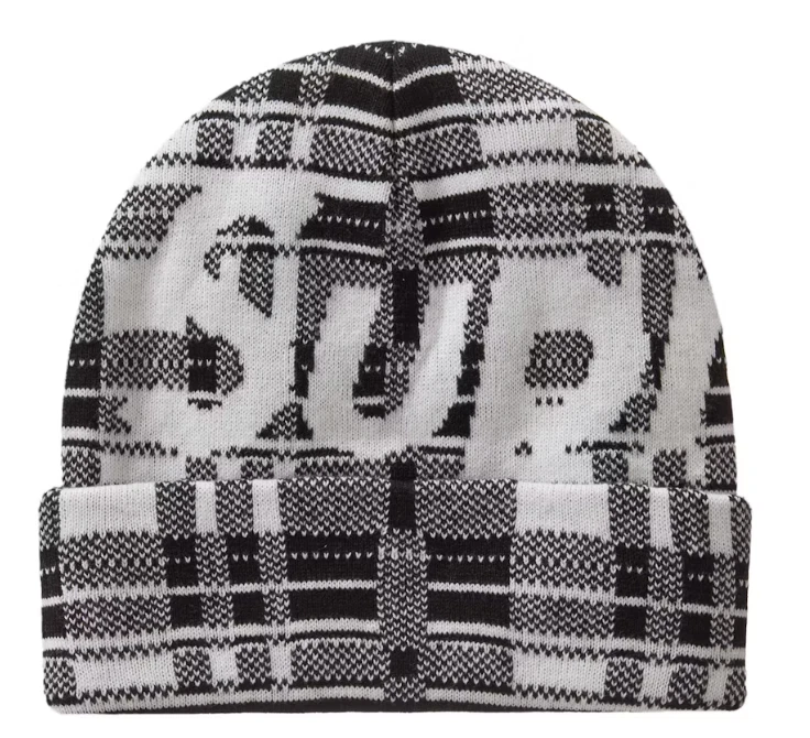 Bonnet blanc à carreaux Supreme Big Logo FW23 NEUF