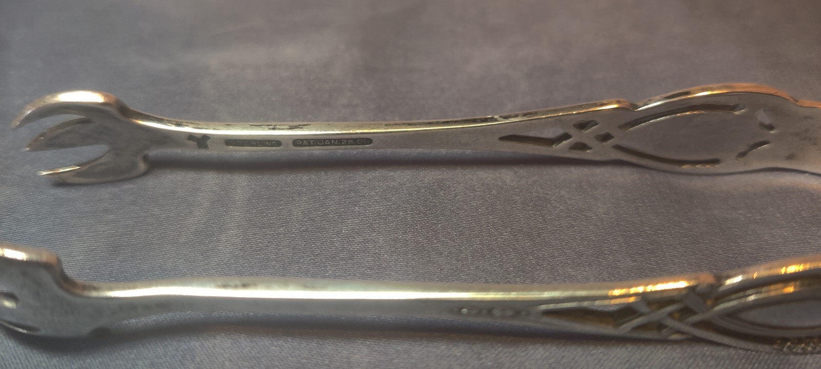 Antique .925 Sterling Silver Sugar Tongs Monticello By Lunt Rlb 1908 16