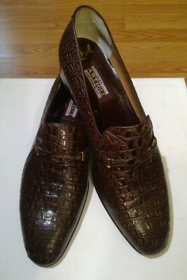 ARTIOLI ALLIGATOR/CROCODILE BROWN MEN SHOES MADE TO ORDER SIZE 11 D US 10  UK