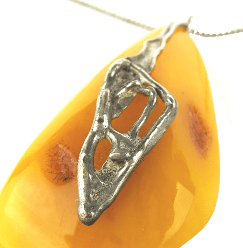 Wertvoller Bernstein Silber Anhänger 6,5 cm mit Kette Real Baltic Amber Pendant - Bild 5 von 13
