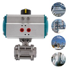 1" Pneumatic Actuated Ball Valve Stainless Steel Single Acting Straight-through