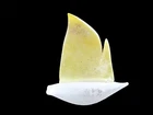 SIGNED & Labels Murano Glass Vintage Art Glass Cenedese Scavo Sail Boat Yellow