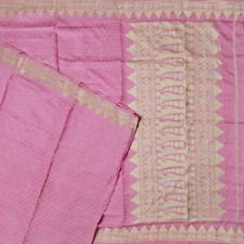 Namaste Vintage Pink Sarees 100 Pure Silk Woven Indian Sari 5YD Craft Fabric