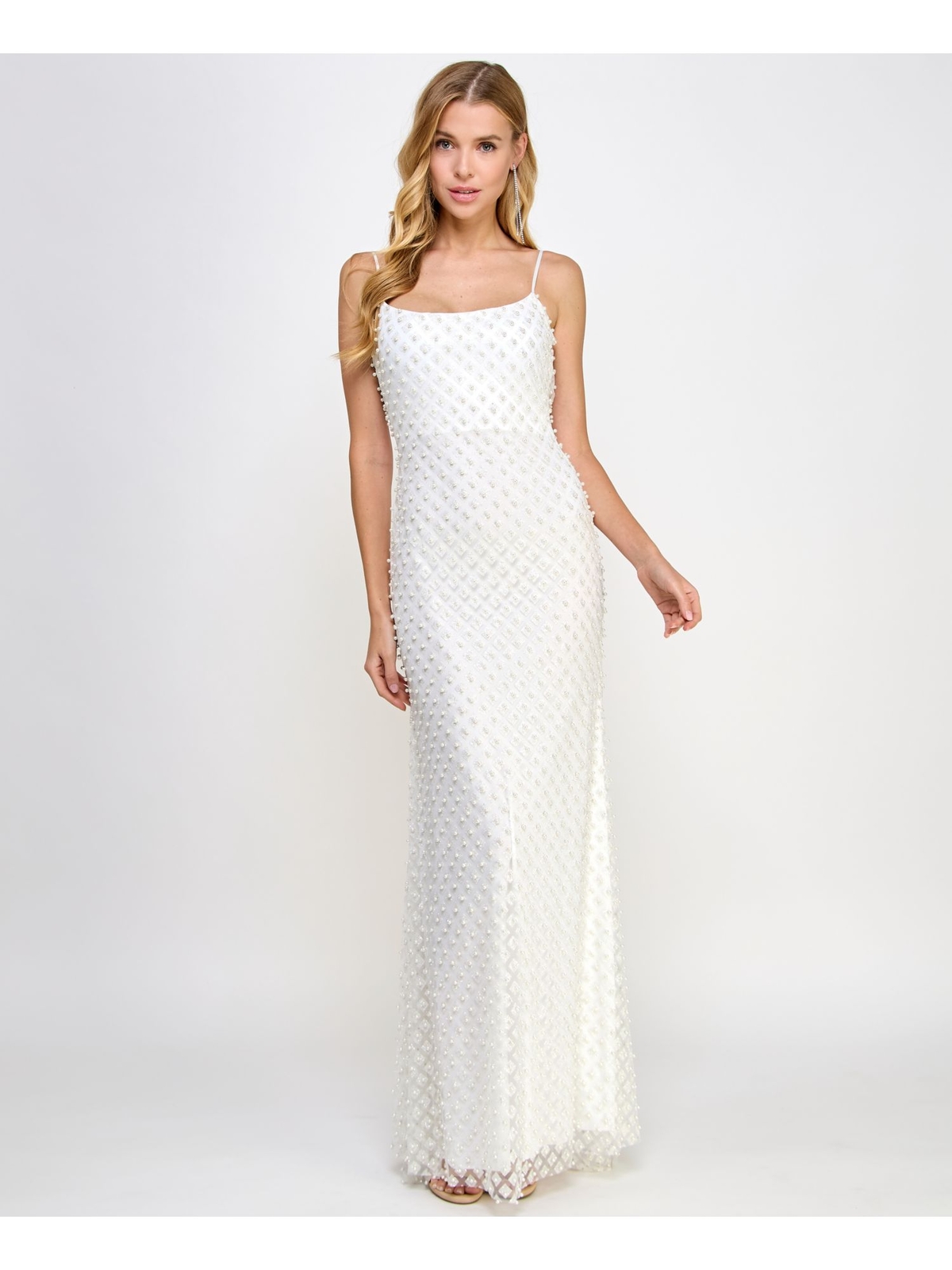 B DARLIN Womens White Mesh Open Back Lined Spaghetti Strap Dress Juniors 0