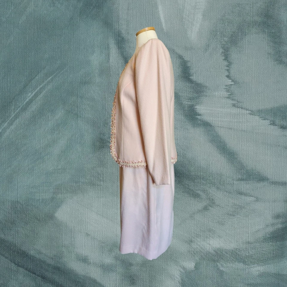 Conjunto de traje falda tweed rosa actitud positiva vintage de 3 piezas talla pequeña 12 Foto 4 de 4