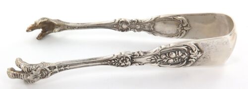 .HEAVY SET / GOOD QUALITY / VINTAGE STERLING SILVER CLAW TONGS. UNKNOWN MAKER. - Picture 1 of 6